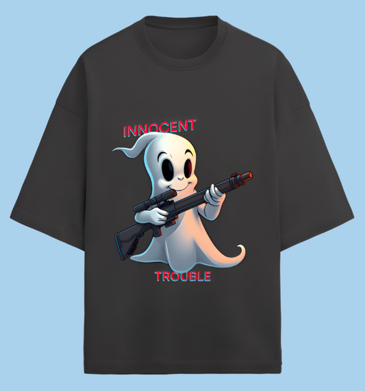 Black | Innocent Trouble | Premium 280 GSM Terry Cotton Tee